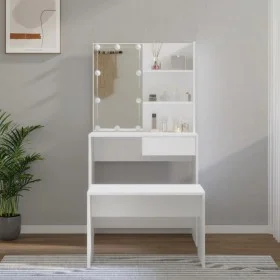 Juego de tocador con LED madera contrachapada blanco de vidaXL, Tocadores para dormitorios - Ref: Foro24-3114107, Precio: 119...