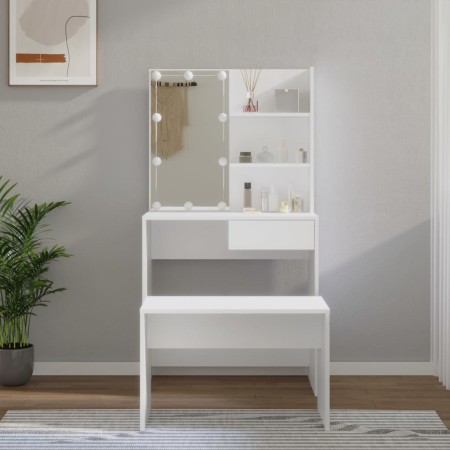 Juego de tocador con LED madera contrachapada blanco de vidaXL, Tocadores para dormitorios - Ref: Foro24-3114107, Precio: 123...