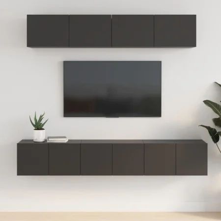 5-piece black plywood TV furniture set by vidaXL, TV Furniture - Ref: Foro24-3114423, Price: 193,14 €, Discount: %
