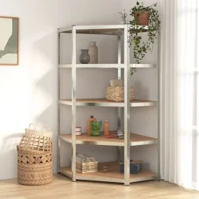 Corner shelving 5 levels plywood and silver steel by vidaXL, Industrial shelving - Ref: Foro24-152888, Price: 95,78 €, Discou...