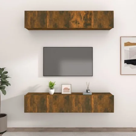 TV furniture 4 units smoked oak plywood 80x30x30 cm by vidaXL, TV Furniture - Ref: Foro24-3114187, Price: 115,76 €, Discount: %