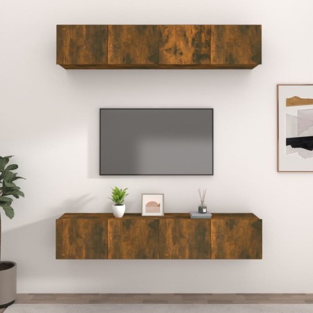 TV-Möbel 4 Einheiten geräuchertes Eichensperrholz 80x30x30 cm von vidaXL, TV-Möbel - Ref: Foro24-3114187, Preis: 117,67 €, Ra...