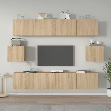 TV furniture set, 6 pieces, oak plywood, Sonoma oak. by vidaXL, TV Furniture - Ref: Foro24-3114360, Price: 187,28 €, Discount: %