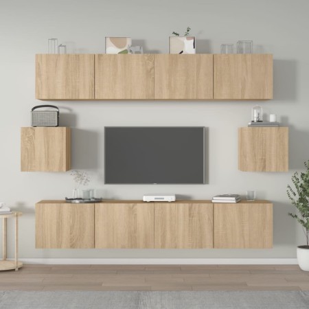 TV-Möbel-Set 6-teilig Eiche Sperrholz Sonoma von vidaXL, TV-Möbel - Ref: Foro24-3114360, Preis: 191,88 €, Rabatt: %