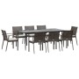 Juego comedor jardín 9 piezas y cojines ratán sintético y acero