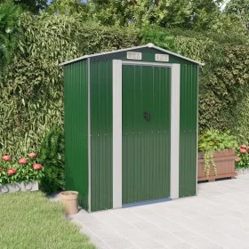 Cobertizo de jardín acero galvanizado verde 192x108x223 cm de vidaXL, Cobertizos - Ref: Foro24-319267, Precio: 204,61 €, Desc...