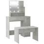 Juego de tocador con LED madera contrachapada gris hormigón de vidaXL, Tocadores para dormitorios - Ref: Foro24-3114118, Prec...