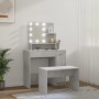 Juego de tocador con LED madera contrachapada gris hormigón de vidaXL, Tocadores para dormitorios - Ref: Foro24-3114118, Prec...