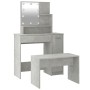 Juego de tocador con LED madera contrachapada gris hormigón de vidaXL, Tocadores para dormitorios - Ref: Foro24-3114118, Prec...