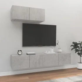 TV furniture set 3 pieces concrete gray plywood by vidaXL, TV Furniture - Ref: Foro24-3114473, Price: 113,74 €, Discount: %