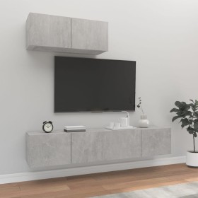 TV-Möbelset 3-teilig betongraues Sperrholz von vidaXL, TV-Möbel - Ref: Foro24-3114473, Preis: 118,13 €, Rabatt: %