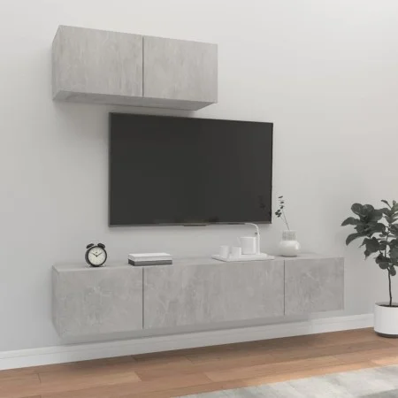 TV furniture set 3 pieces concrete gray plywood by vidaXL, TV Furniture - Ref: Foro24-3114473, Price: 114,01 €, Discount: %