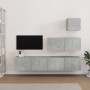 TV-Möbel-Set, 4-teilig, aus grauem Beton-Sperrholz. von vidaXL, TV-Möbel - Ref: Foro24-3114649, Preis: 136,74 €, Rabatt: %