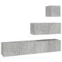 Set de muebles de TV 4 pzas madera contrachapada gris hormigón by vidaXL, TV Furniture - Ref: Foro24-3114649, Price: 130,95 €...