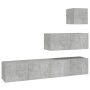 TV-Möbel-Set, 4-teilig, aus grauem Beton-Sperrholz. von vidaXL, TV-Möbel - Ref: Foro24-3114649, Preis: 136,74 €, Rabatt: %
