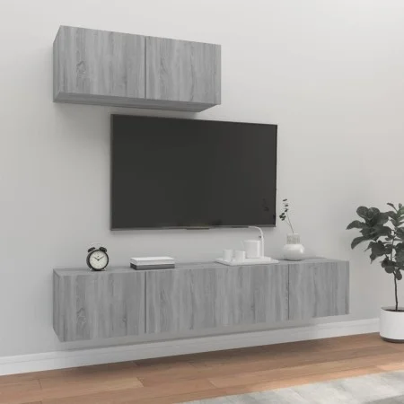 TV-Möbelset 3-teilig Sonoma graues Sperrholz von vidaXL, TV-Möbel - Ref: Foro24-3114476, Preis: 107,68 €, Rabatt: %