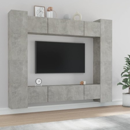 TV-Möbelset 8-teilig Sperrholz grau Beton von vidaXL, TV-Möbel - Ref: Foro24-3114233, Preis: 426,31 €, Rabatt: %