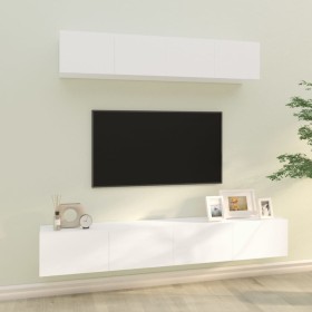 Set de muebles para TV 4 piezas madera contrachapada blanco