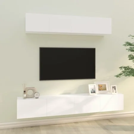 4-teiliges TV-Möbelset aus weißem Sperrholz von vidaXL, TV-Möbel - Ref: Foro24-3114534, Preis: 237,28 €, Rabatt: %