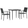 Juego de comedor para jardín 3 piezas ratán sintético y acero