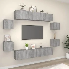 TV-Möbelset 8-teilig Sonoma graues Sperrholz von vidaXL, TV-Möbel - Ref: Foro24-3114220, Preis: 226,42 €, Rabatt: %