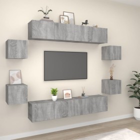 TV-Möbelset 8-teilig Sonoma graues Sperrholz von vidaXL, TV-Möbel - Ref: Foro24-3114220, Preis: 227,99 €, Rabatt: %