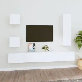 5-teiliges TV-Möbelset aus weißem Sperrholz von vidaXL, TV-Möbel - Ref: Foro24-3114446, Preis: 216,66 €, Rabatt: %