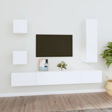 5-teiliges TV-Möbelset aus weißem Sperrholz von vidaXL, TV-Möbel - Ref: Foro24-3114446, Preis: 216,66 €, Rabatt: %