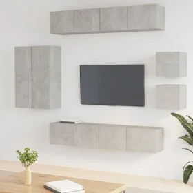 TV furniture set 8 pieces concrete gray plywood by vidaXL, TV Furniture - Ref: Foro24-3114489, Price: 293,88 €, Discount: %