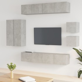 TV-Möbelset 8-teilig aus betongrauem Sperrholz von vidaXL, TV-Möbel - Ref: Foro24-3114489, Preis: 301,57 €, Rabatt: %