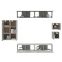 TV-Möbelset 8-teilig aus betongrauem Sperrholz von vidaXL, TV-Möbel - Ref: Foro24-3114489, Preis: 301,57 €, Rabatt: %