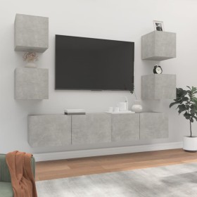 Set de muebles de TV 6 pzas madera contrachapada gris hormigón de vidaXL, Muebles TV - Ref: Foro24-3114257, Precio: 164,89 €,...