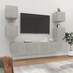 TV furniture set 6 pieces concrete gray plywood by vidaXL, TV Furniture - Ref: Foro24-3114257, Price: 161,28 €, Discount: %
