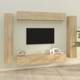 TV-Möbelset 8-teilig Sonoma-Eichensperrholz von vidaXL, TV-Möbel - Ref: Foro24-3114296, Preis: 403,98 €, Rabatt: %