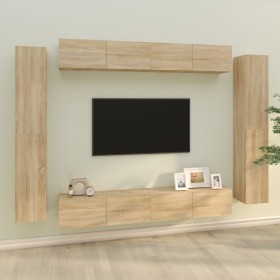 TV-Möbelset 8-teilig Sonoma-Eichensperrholz von vidaXL, TV-Möbel - Ref: Foro24-3114296, Preis: 411,06 €, Rabatt: %