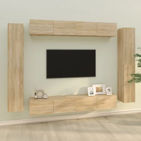 TV-Möbelset 8-teilig Sonoma-Eichensperrholz von vidaXL, TV-Möbel - Ref: Foro24-3114296, Preis: 403,98 €, Rabatt: %