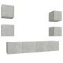 TV-Möbelset 6-teilig betongraues Sperrholz von vidaXL, TV-Möbel - Ref: Foro24-3114257, Preis: 164,89 €, Rabatt: %
