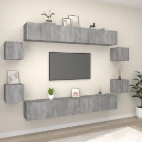 TV-Möbelset 8-teilig Sonoma graues Sperrholz von vidaXL, TV-Möbel - Ref: Foro24-3114228, Preis: 250,43 €, Rabatt: %