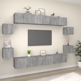 TV-Möbelset 8-teilig Sonoma graues Sperrholz von vidaXL, TV-Möbel - Ref: Foro24-3114228, Preis: 254,04 €, Rabatt: %