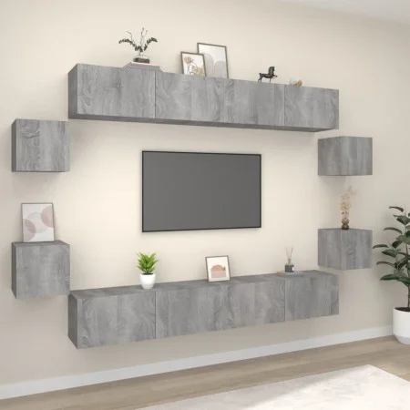 Set de muebles para TV 8 pzas madera contrachapada gris Sonoma de vidaXL, Muebles TV - Ref: Foro24-3114228, Precio: 250,43 €,...
