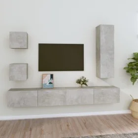 Set de muebles de TV 5 pzas madera contrachapada gris hormigón de vidaXL, Muebles TV - Ref: Foro24-3114449, Precio: 183,65 €,...