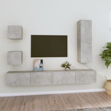 TV-Möbelset 5-teilig betongraues Sperrholz von vidaXL, TV-Möbel - Ref: Foro24-3114449, Preis: 186,91 €, Rabatt: %