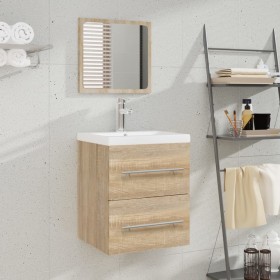 Mueble de baño con lavabo madera contrachapada color roble