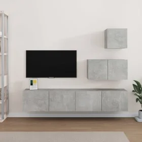 TV-Möbelset 4-teilig betongraues Sperrholz von vidaXL, TV-Möbel - Ref: Foro24-3114641, Preis: 124,22 €, Rabatt: %