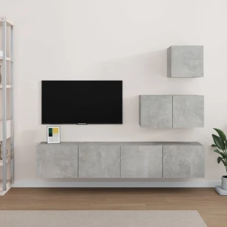 TV-Möbelset 4-teilig betongraues Sperrholz von vidaXL, TV-Möbel - Ref: Foro24-3114641, Preis: 124,21 €, Rabatt: %