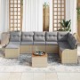 Conjunto de sofá de jardín 9 pcs Beige Poliratán