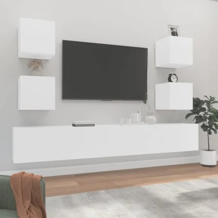 Set de muebles para TV 6 piezas madera contrachapada blanco de vidaXL, Muebles TV - Ref: Foro24-3114262, Precio: 212,66 €, De...