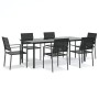 Juego de comedor para jardín 7 piezas ratán sintético y acero