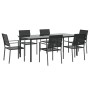 Juego de comedor para jardín 7 piezas ratán sintético y acero