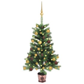 Árbol de Navidad artificial con luces y bolas verde 65 cm